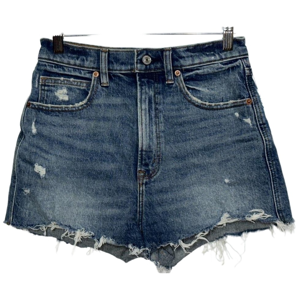 NEW Abercrombie & Fitch Ultra High Rise Mom Short Blue Denim Jean Shorts Sz 26 2